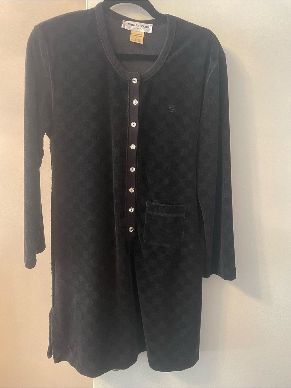 Sonia Rykiel Black Velour Button Cardigan